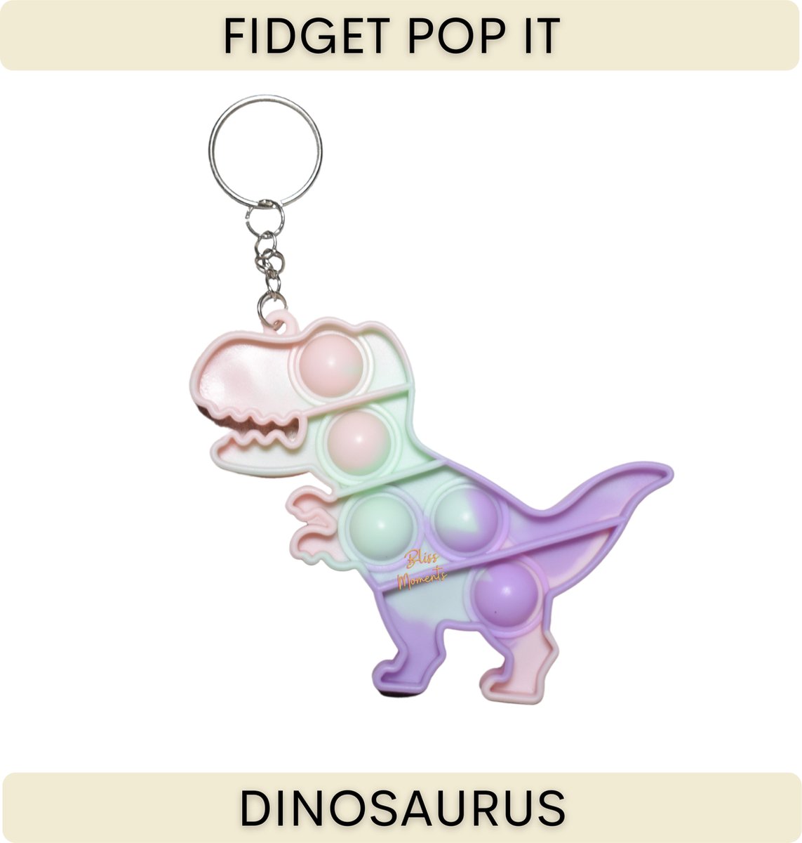 Dinosaurus Pop It | incl. hanger | Mix kleur | Pop It Fidget | Fidget Toys | cadeau onder de 10 euro